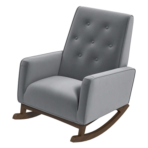 Premium Demetrius Light Grey Fabric Solid Wood Rocking Chair for Living Room and Nursery 36.6'H x 27.5'W x 39'D or Living Room Bedroom Reading