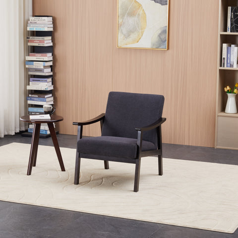 Medieval-inspired modern armchair with high back (Antique Black) upholstered chair, solid wood legs, leisure reading chair suitable for living room or bedroom.