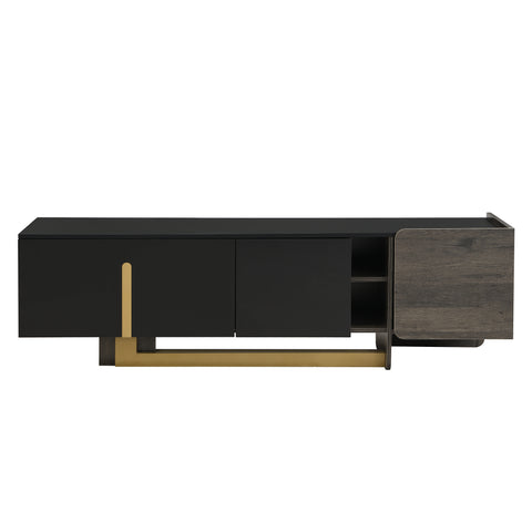 66.7'' Light Luxury TV Stand for TVs up to 70 Inches, Modern TV Cabinet with Metal Legs, 1 Drawer, 2 Cabinets and Adjustable Shelves for Living room