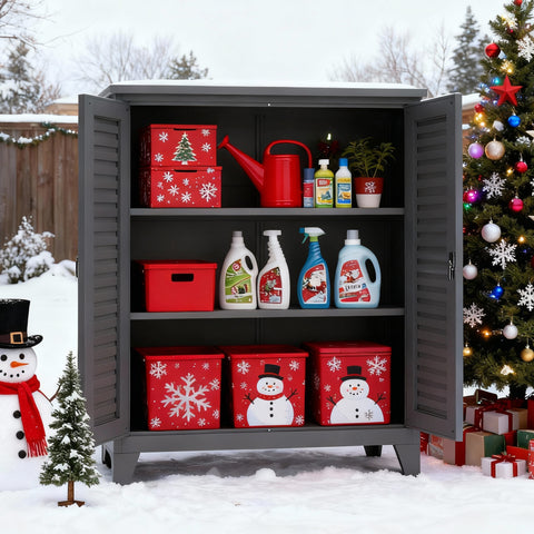47'' Tall Metal Tool Storage Cabinet, with Ample Storage Space for Garage,Warehouse,Garden,Office, Living Room,Bathroom,Utility Room ( Slate )